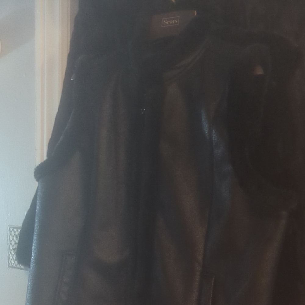 Sears Black Faux Fur Jacket